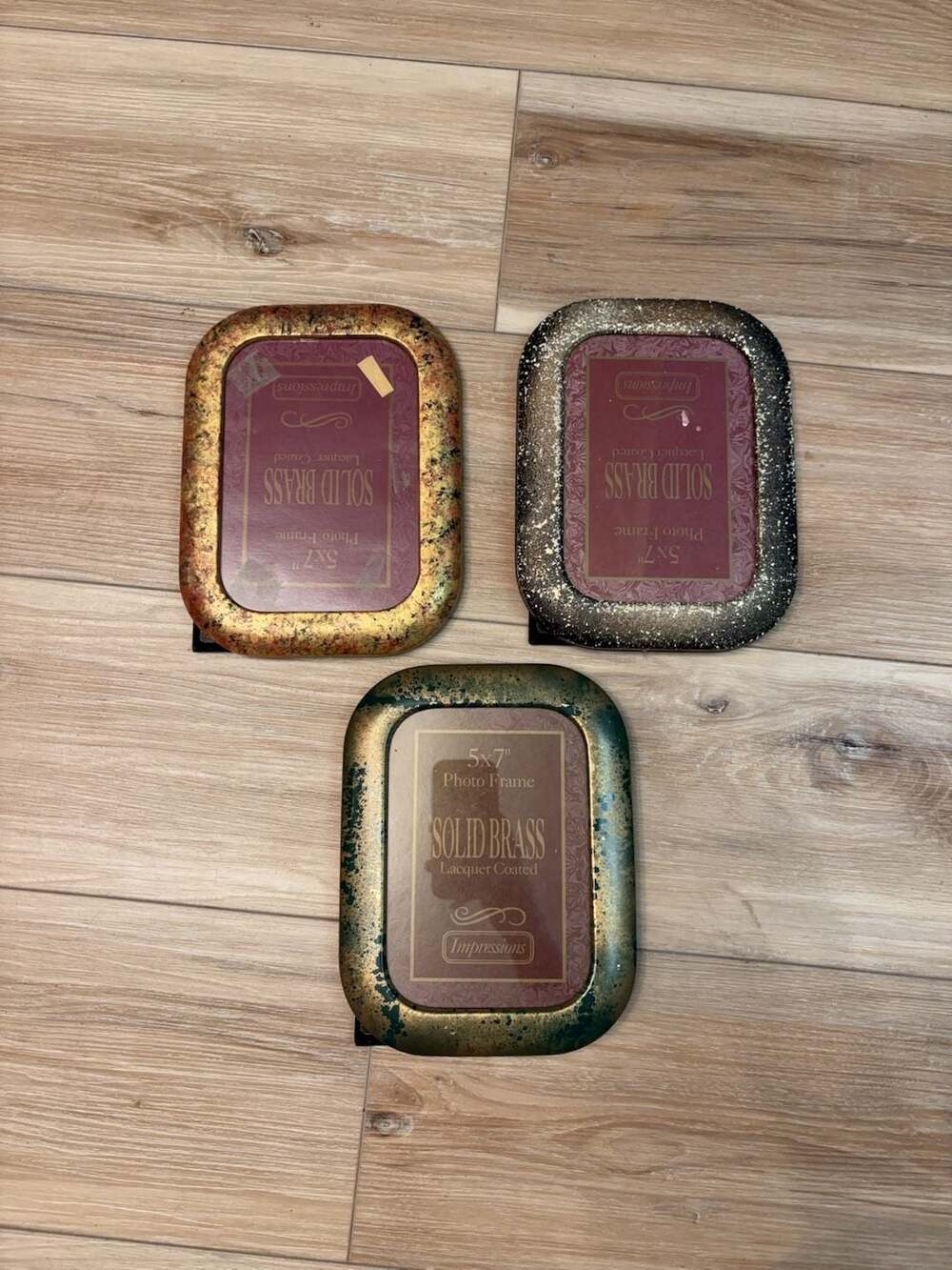 Set of 3 Impressions Solid Brass 5x7 Photo Frames